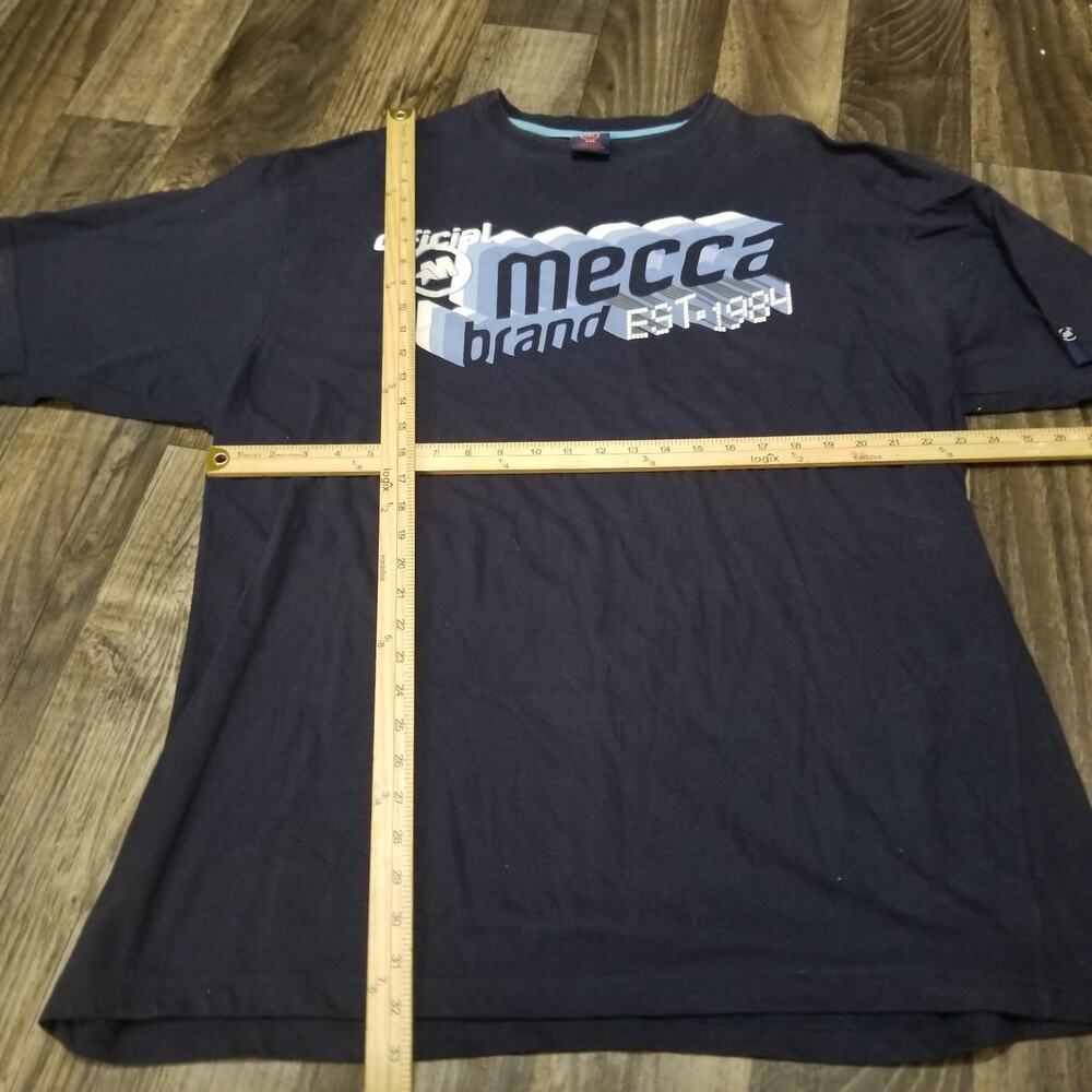 Vintage Mecca Y2k 2000s Blue t shirt Size XXL (Stained Collar) - Picture 7 of 13